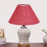 Multicolor Table Lamp | Artistic Mosaic Glass with Sturdy Wood Base | Decorative Ambient Light for Home D�cor | Perfect Blend of Modern & Traditional Style – Model DG359