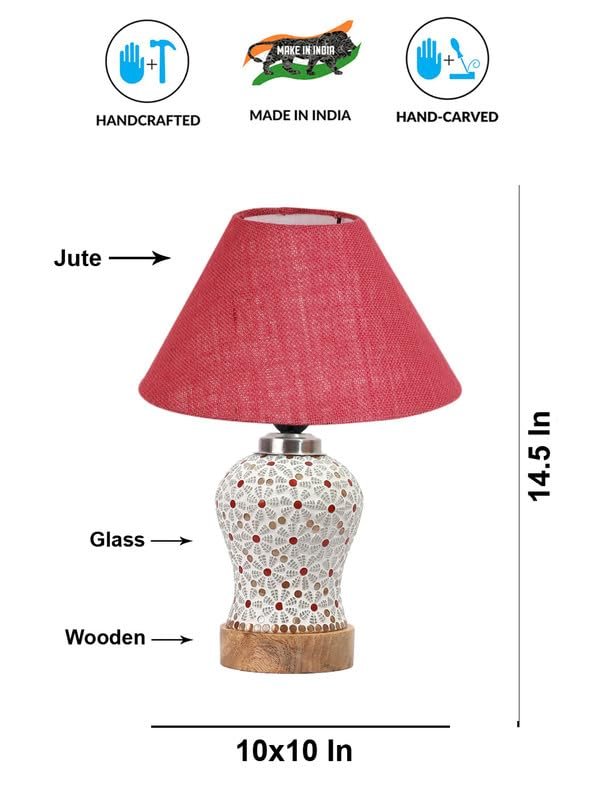 Multicolor Table Lamp | Artistic Mosaic Glass with Sturdy Wood Base | Decorative Ambient Light for Home D�cor | Perfect Blend of Modern & Traditional Style - Model DG359