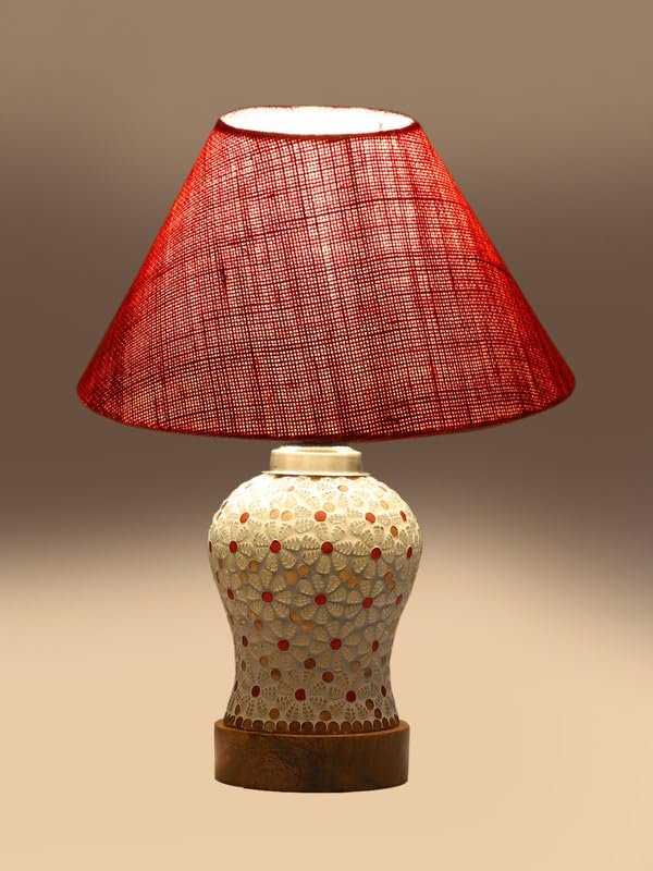 Multicolor Table Lamp | Artistic Mosaic Glass with Sturdy Wood Base | Decorative Ambient Light for Home D�cor | Perfect Blend of Modern & Traditional Style - Model DG359