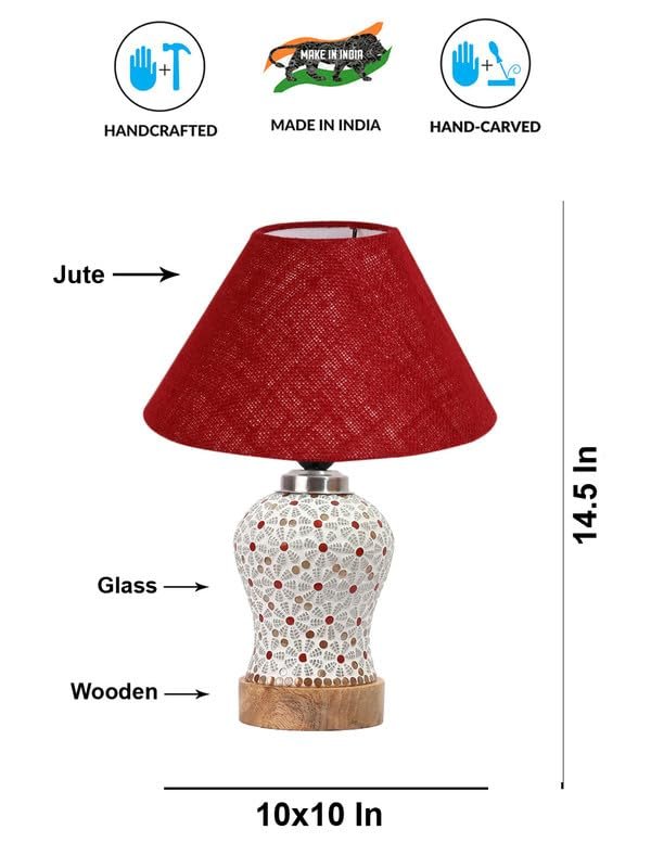 Multicolor Table Lamp | Artistic Mosaic Glass with Sturdy Wood Base | Decorative Ambient Light for Home D�cor | Perfect Blend of Modern & Traditional Style - Model DG360