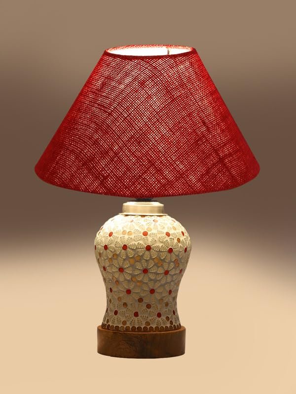 Multicolor Table Lamp | Artistic Mosaic Glass with Sturdy Wood Base | Decorative Ambient Light for Home D�cor | Perfect Blend of Modern & Traditional Style - Model DG360
