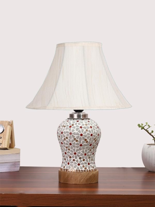 Multicolor Table Lamp | Artistic Mosaic Glass with Sturdy Wood Base | Decorative Ambient Light for Home D�cor | Perfect Blend of Modern & Traditional Style - Model DG366