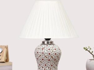 Multicolor Table Lamp | Artistic Mosaic Glass with Sturdy Wood Base | Decorative Ambient Light for Home D�cor | Perfect Blend of Modern & Traditional Style - Model DG368