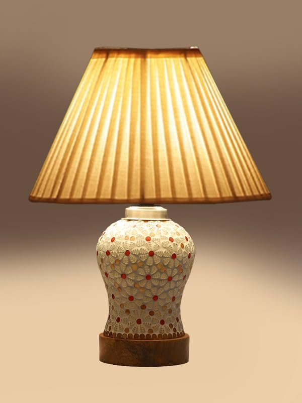 Multicolor Table Lamp | Artistic Mosaic Glass with Sturdy Wood Base | Decorative Ambient Light for Home D�cor | Perfect Blend of Modern & Traditional Style - Model DG368
