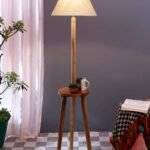 White Jute Conical Wooden Floor Lamp -28-(14×55.75inches) -Tripod Natural
