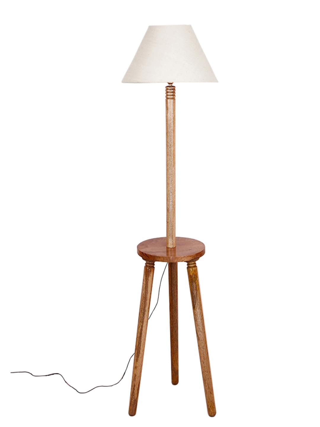 White Jute Conical Wooden Floor Lamp -28-(14x55.75inches) -Tripod Natural