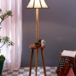 Multiclored Cotton Wooden Floor Lamp -39-(12×54.8inches) -Tripod Natural