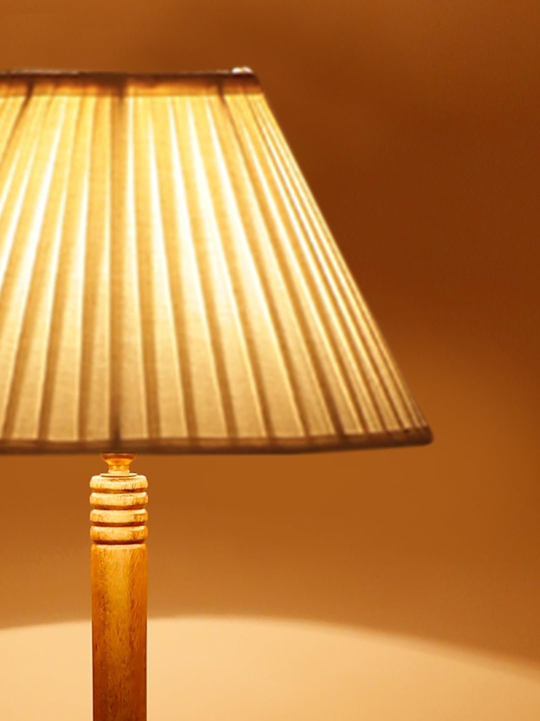 Cotton Straight Pleated Wooden Floor Lamp -42-(12x54.8inches)-Tripod Natural