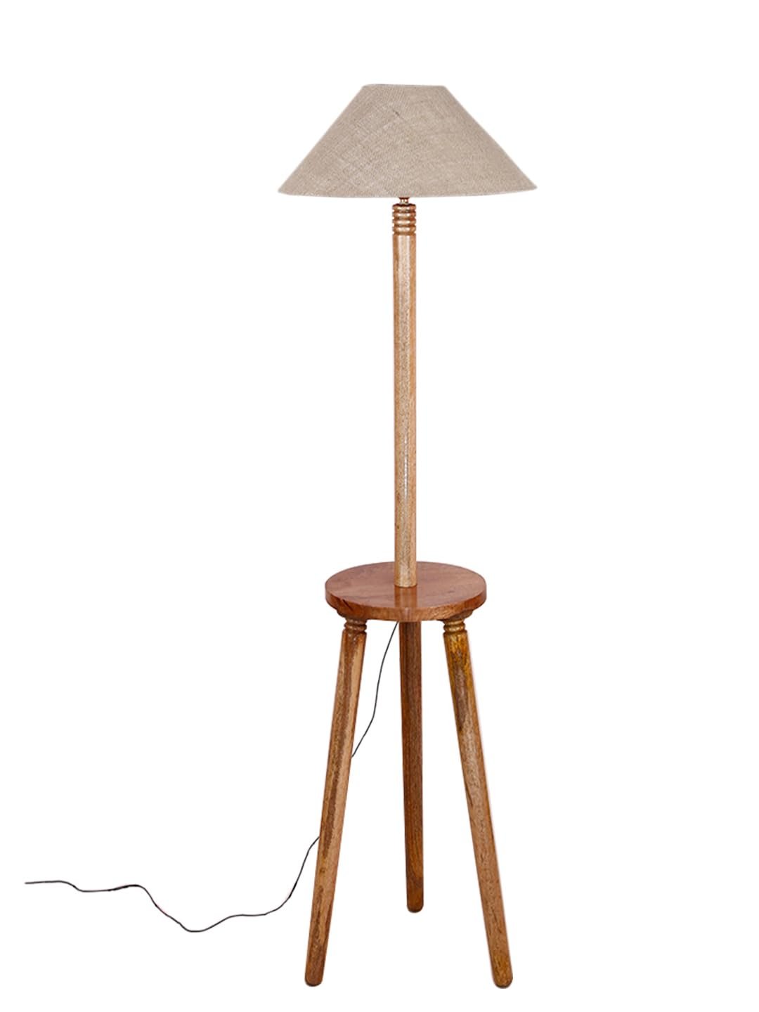 Beige Jute Coolie Floor Lamp -45-(13x53.75 Inches)-Tripod Natural