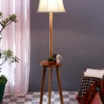 Soft Back Cotton Off-White Wooden Floor Lamp -53(12×56 Inches)-Tripod Natural