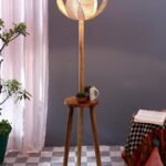 Beige Bamboo Lotus Wooden Floor lamp -54(12×56 Inches)-Tripod Natural