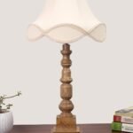 Linen Cotton Shade Table Lamp with Wooden Natural Base – Height 23 Inches/Without Bulb | for Living Room, Bedroom Decoration, Home Decor, Gifting | Decorative Bedside & Desk Table Lamp