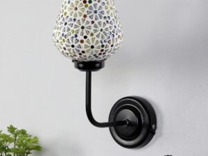 Multicolor Wall Lamp | Elegant Mosaic Glass & Wood Design | Stylish Ambient Light for Home, Office, Living Room, Bedroom, Hallway | Modern Decorative Wall Sconce - Model DGJ02