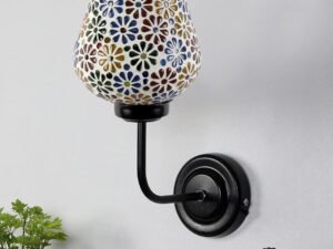 Multicolor Wall Lamp | Elegant Mosaic Glass & Wood Design | Stylish Ambient Light for Home, Office, Living Room, Bedroom, Hallway | Modern Decorative Wall Sconce - Model DGJ04