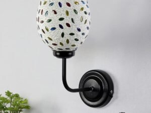 Multicolor Wall Lamp | Elegant Mosaic Glass & Wood Design | Stylish Ambient Light for Home, Office, Living Room, Bedroom, Hallway | Modern Decorative Wall Sconce - Model DGJ06