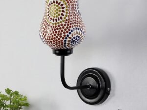 Multicolor Wall Lamp | Elegant Mosaic Glass & Wood Design | Stylish Ambient Light for Home, Office, Living Room, Bedroom, Hallway | Modern Decorative Wall Sconce - Model DGJ08