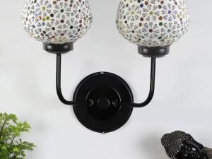 Multicolor Wall Lamp | Elegant Mosaic Glass & Wood Design | Stylish Ambient Light for Home, Office, Living Room, Bedroom, Hallway | Modern Decorative Wall Sconce - Model DGJ17