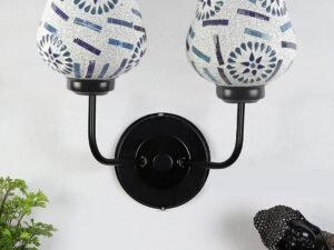 Multicolor Wall Lamp | Elegant Mosaic Glass & Wood Design | Stylish Ambient Light for Home, Office, Living Room, Bedroom, Hallway | Modern Decorative Wall Sconce - Model DGJ20