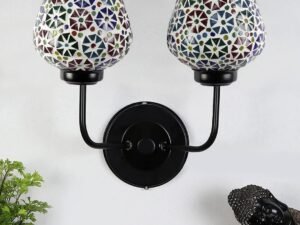Multicolor Wall Lamp | Elegant Mosaic Glass & Wood Design | Stylish Ambient Light for Home, Office, Living Room, Bedroom, Hallway | Modern Decorative Wall Sconce - Model DGJ26