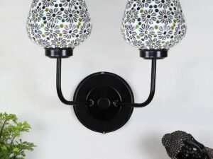 Multicolor Wall Lamp | Elegant Mosaic Glass & Wood Design | Stylish Ambient Light for Home, Office, Living Room, Bedroom, Hallway | Modern Decorative Wall Sconce - Model DGJ29