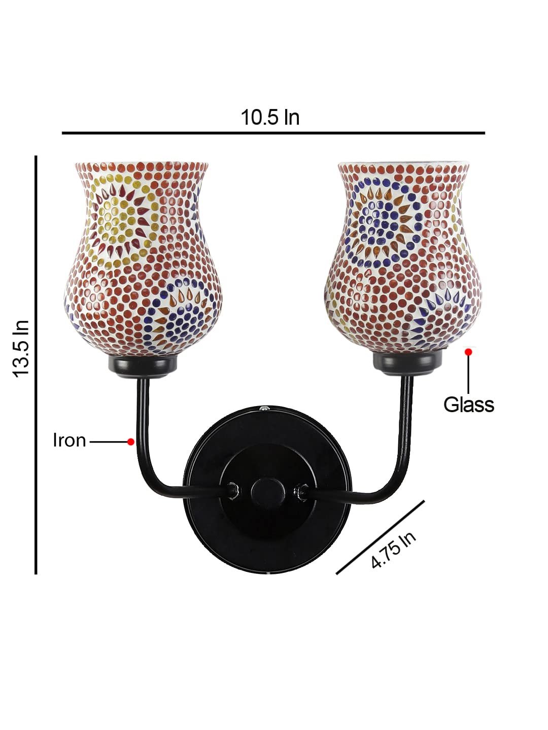 Multicolor Wall Lamp | Elegant Mosaic Glass & Wood Design | Stylish Ambient Light for Home, Office, Living Room, Bedroom, Hallway | Modern Decorative Wall Sconce - Model DGJ31