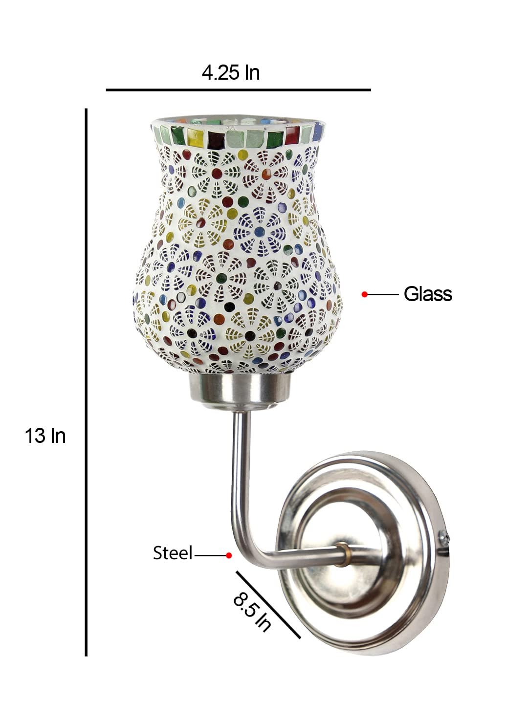 Multicolor Wall Lamp | Elegant Mosaic Glass & Wood Design | Stylish Ambient Light for Home, Office, Living Room, Bedroom, Hallway | Modern Decorative Wall Sconce - Model DGJ32