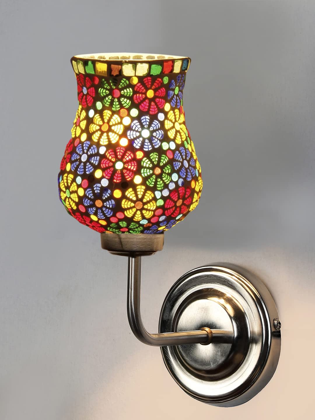 Multicolor Wall Lamp | Elegant Mosaic Glass & Wood Design | Stylish Ambient Light for Home, Office, Living Room, Bedroom, Hallway | Modern Decorative Wall Sconce - Model DGJ32