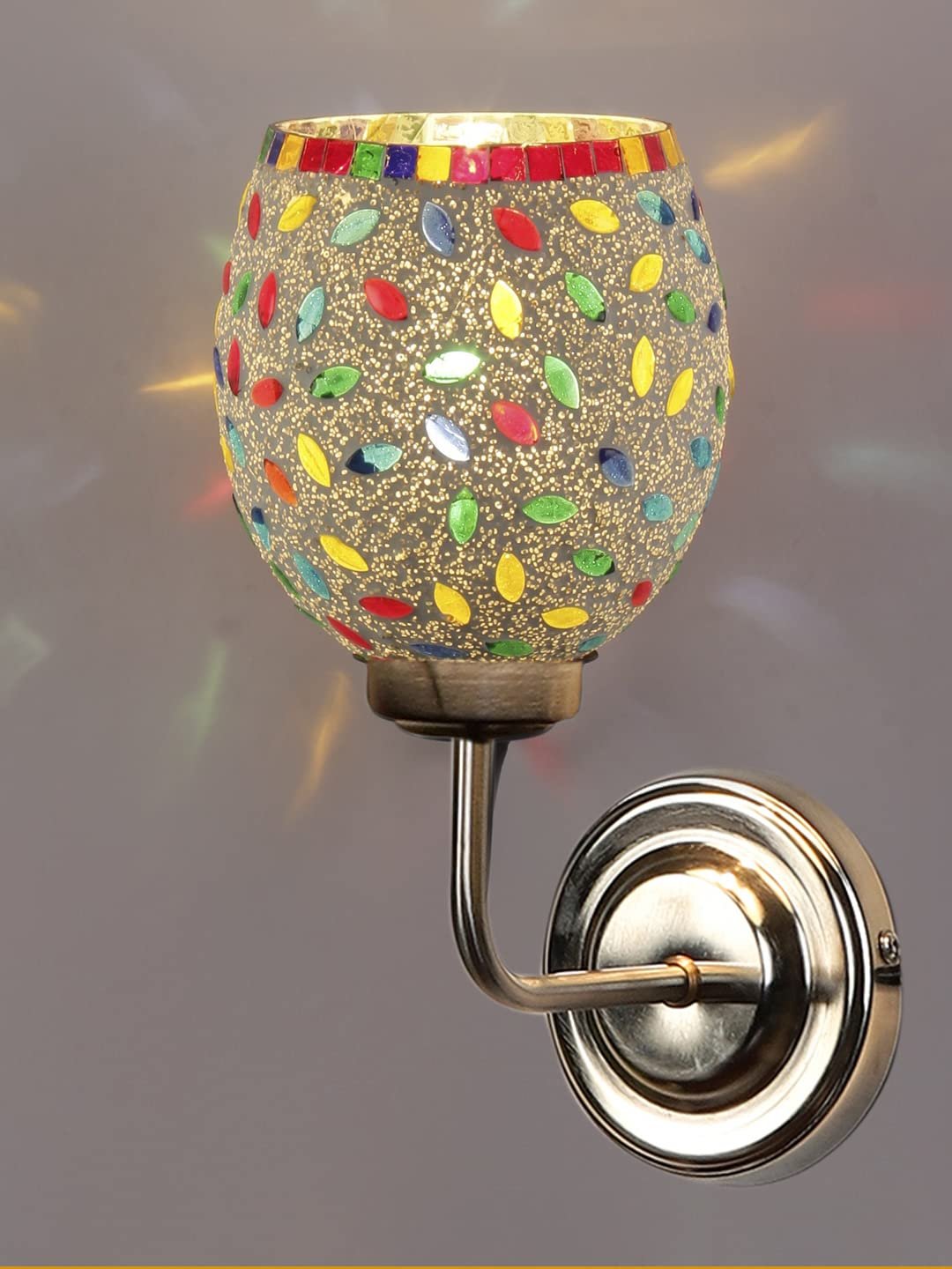 Multicolor Wall Lamp | Elegant Mosaic Glass & Wood Design | Stylish Ambient Light for Home, Office, Living Room, Bedroom, Hallway | Modern Decorative Wall Sconce - Model DGJ36