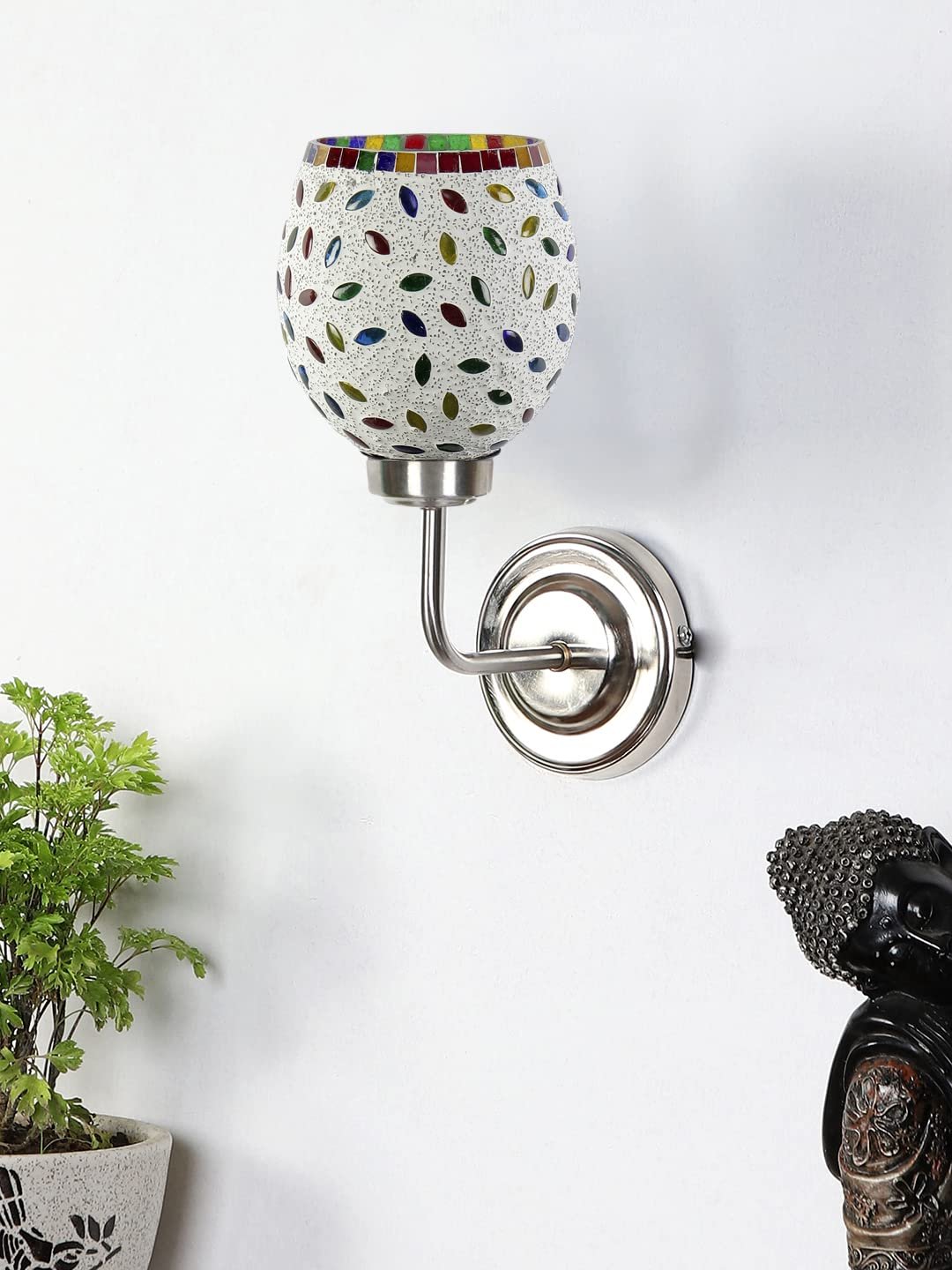 Multicolor Wall Lamp | Elegant Mosaic Glass & Wood Design | Stylish Ambient Light for Home, Office, Living Room, Bedroom, Hallway | Modern Decorative Wall Sconce - Model DGJ36