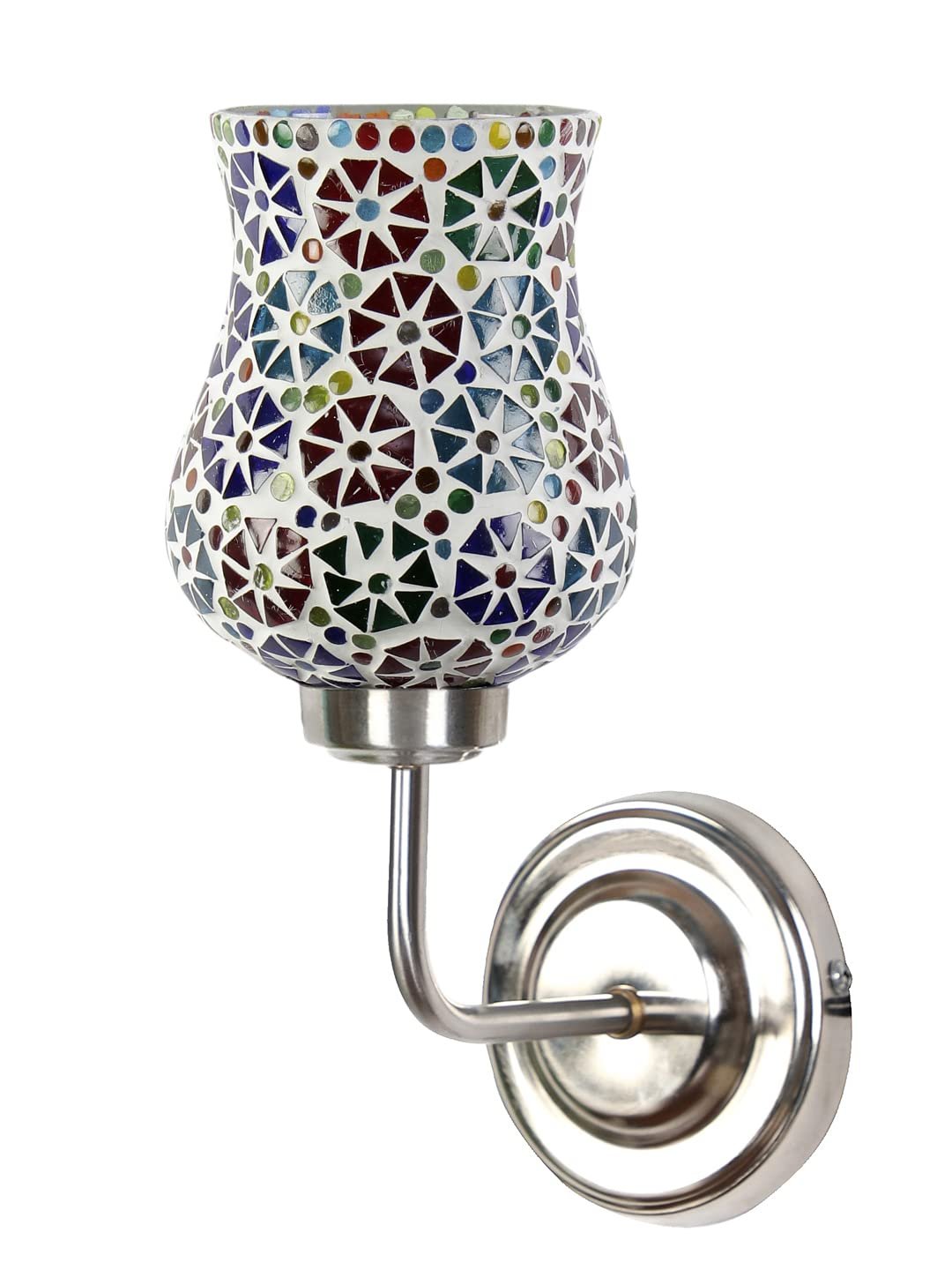 Multicolor Wall Lamp | Elegant Mosaic Glass & Wood Design | Stylish Ambient Light for Home, Office, Living Room, Bedroom, Hallway | Modern Decorative Wall Sconce - Model DGJ41