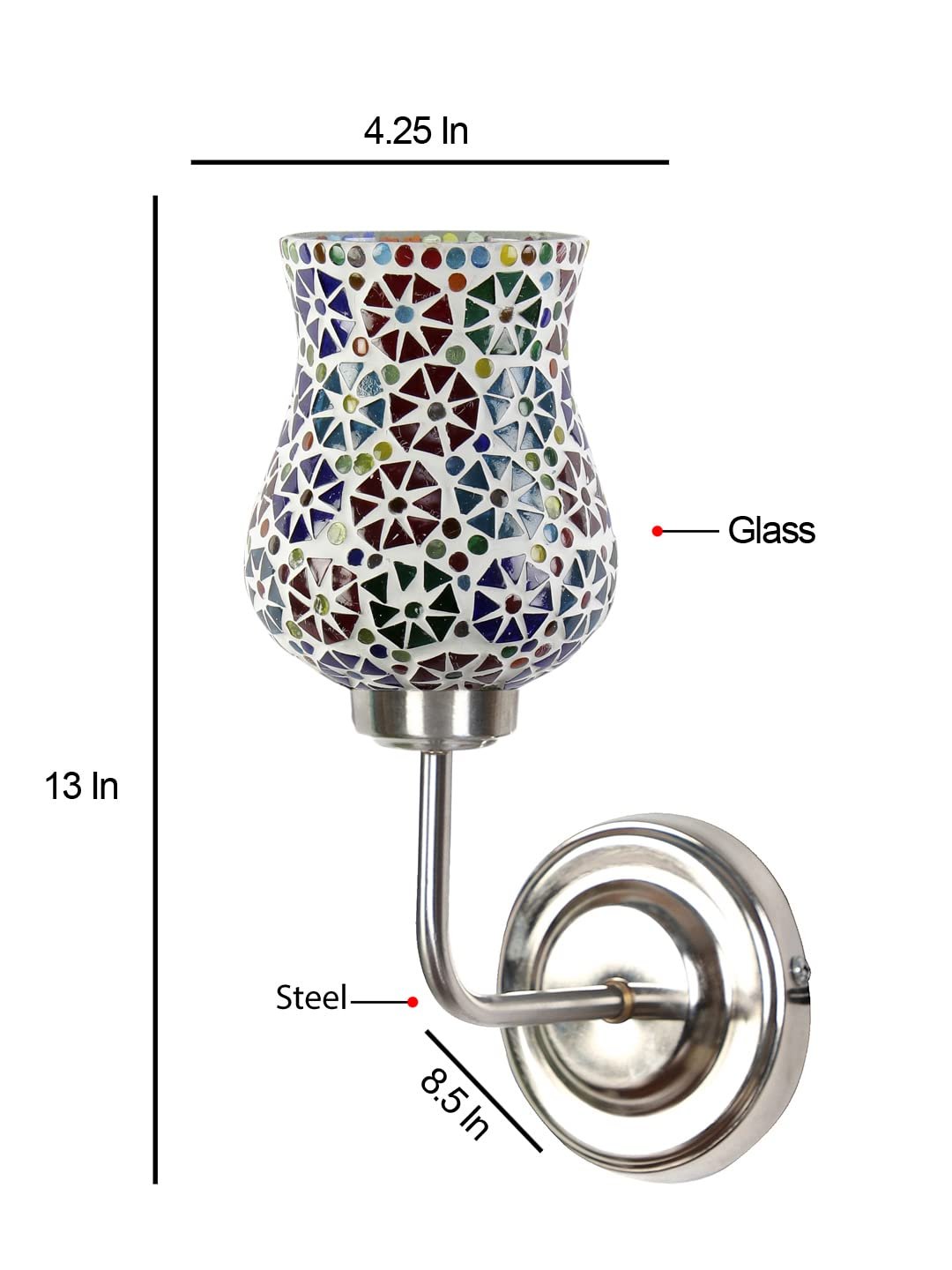 Multicolor Wall Lamp | Elegant Mosaic Glass & Wood Design | Stylish Ambient Light for Home, Office, Living Room, Bedroom, Hallway | Modern Decorative Wall Sconce - Model DGJ41