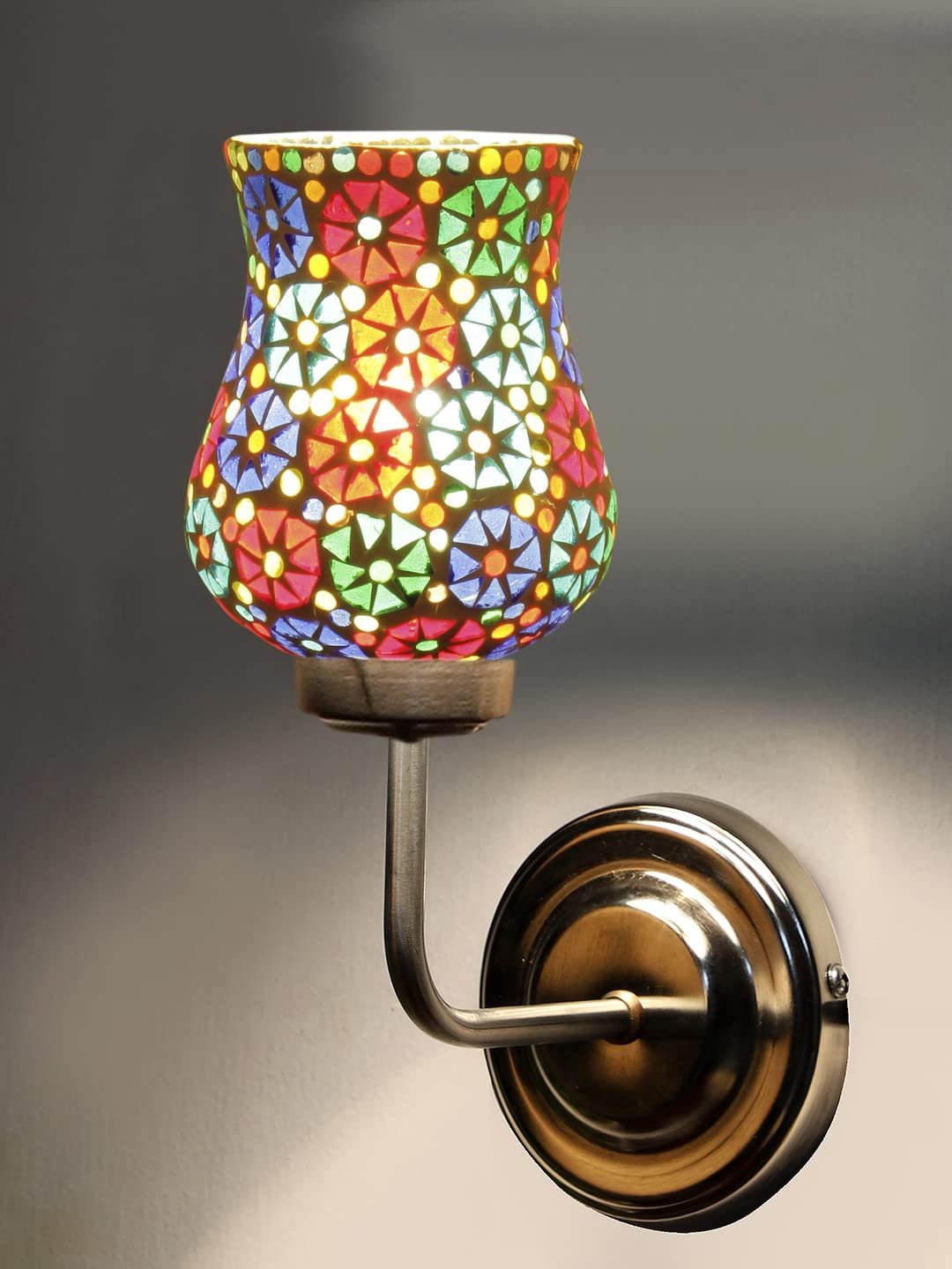 Multicolor Wall Lamp | Elegant Mosaic Glass & Wood Design | Stylish Ambient Light for Home, Office, Living Room, Bedroom, Hallway | Modern Decorative Wall Sconce - Model DGJ41
