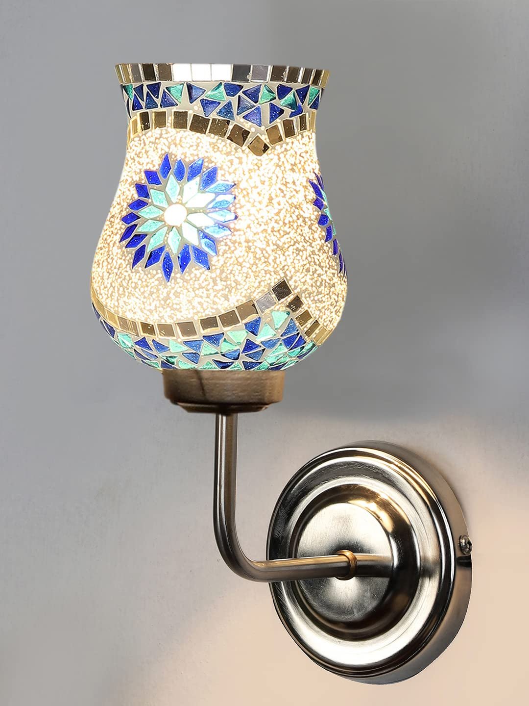 Multicolor Wall Lamp | Elegant Mosaic Glass & Wood Design | Stylish Ambient Light for Home, Office, Living Room, Bedroom, Hallway | Modern Decorative Wall Sconce - Model DGJ45