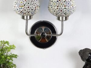 Multicolor Wall Lamp | Elegant Mosaic Glass & Wood Design | Stylish Ambient Light for Home, Office, Living Room, Bedroom, Hallway | Modern Decorative Wall Sconce – Model DGJ47