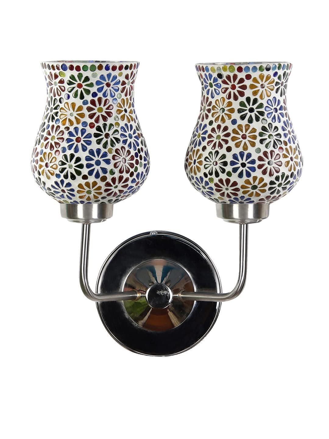 Multicolor Wall Lamp | Elegant Mosaic Glass & Wood Design | Stylish Ambient Light for Home, Office, Living Room, Bedroom, Hallway | Modern Decorative Wall Sconce - Model DGJ49