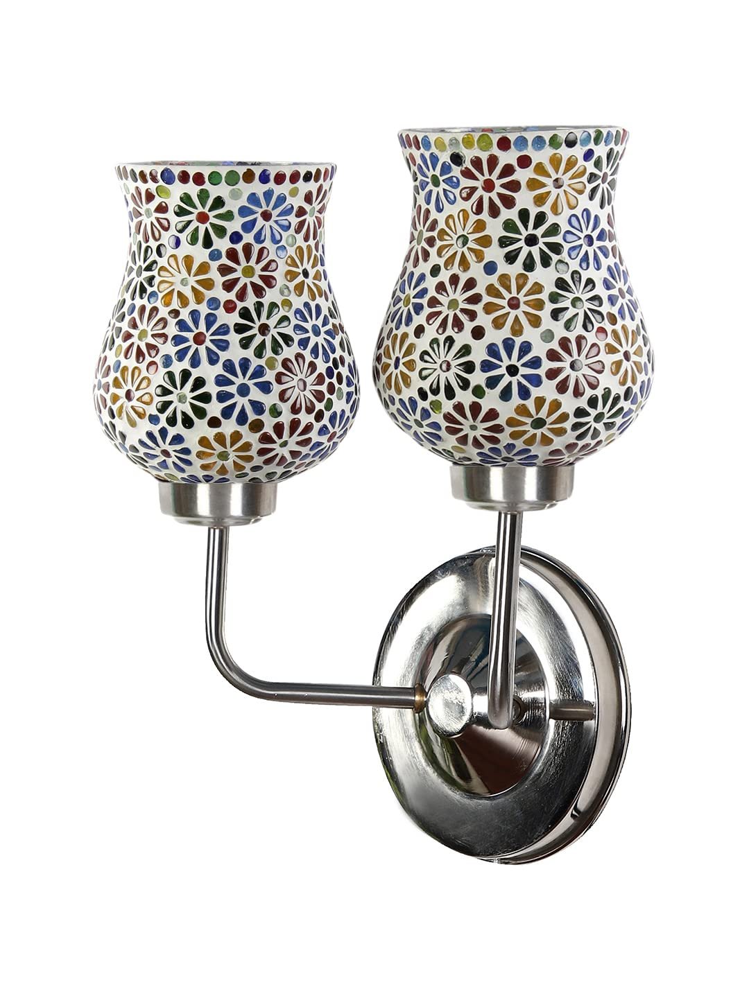 Multicolor Wall Lamp | Elegant Mosaic Glass & Wood Design | Stylish Ambient Light for Home, Office, Living Room, Bedroom, Hallway | Modern Decorative Wall Sconce - Model DGJ49
