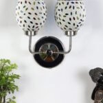 Multicolor Wall Lamp | Elegant Mosaic Glass & Wood Design | Stylish Ambient Light for Home, Office, Living Room, Bedroom, Hallway | Modern Decorative Wall Sconce – Model DGJ51