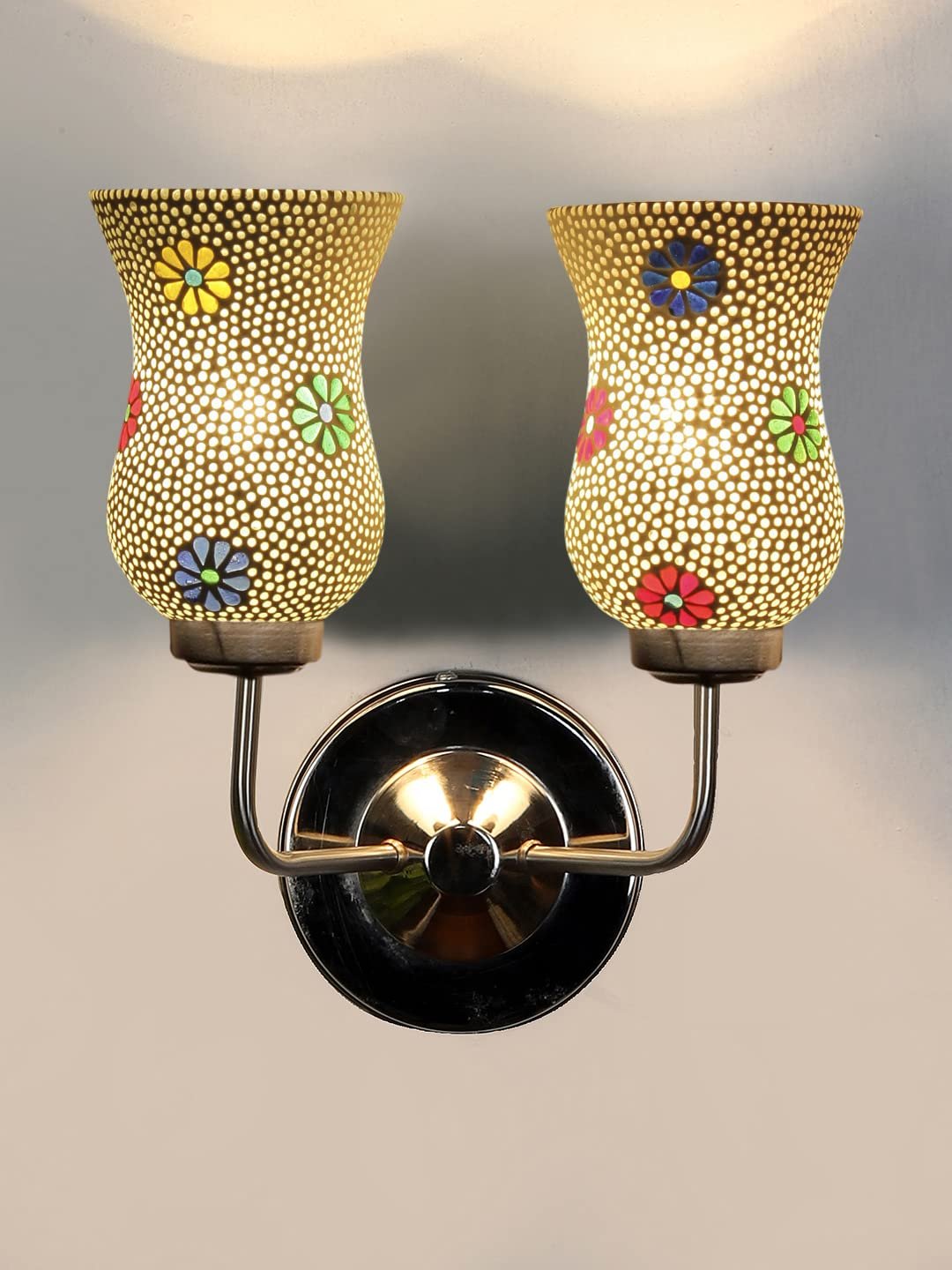 Multicolor Wall Lamp | Elegant Mosaic Glass & Wood Design | Stylish Ambient Light for Home, Office, Living Room, Bedroom, Hallway | Modern Decorative Wall Sconce - Model DGJ52