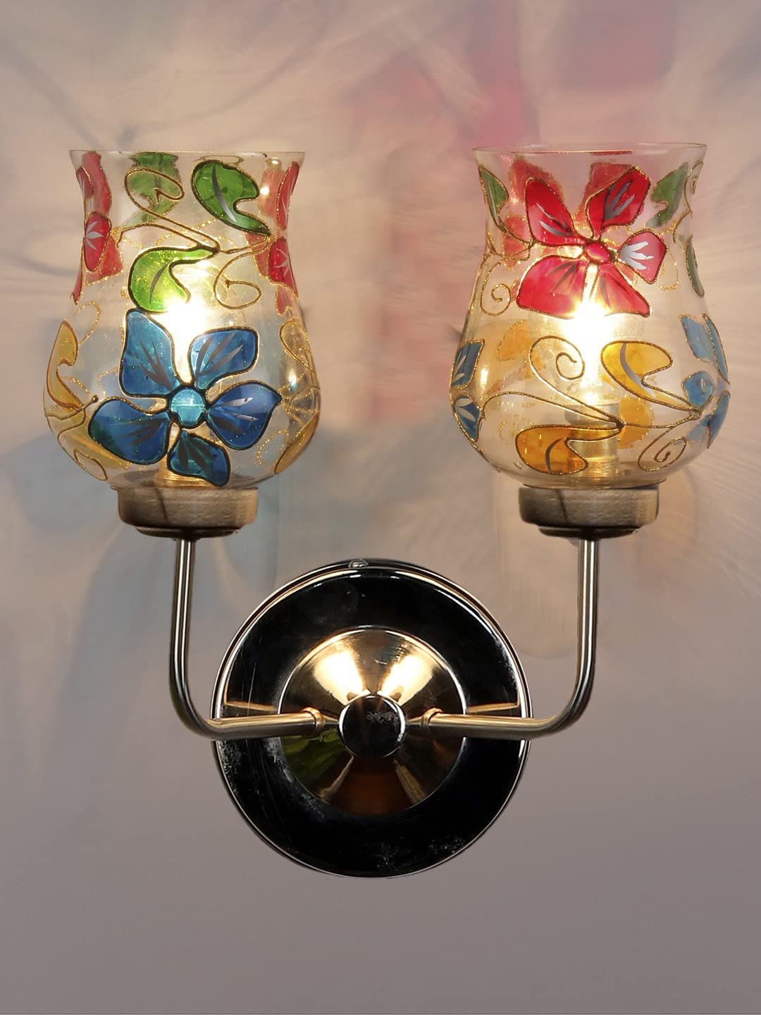 Multicolor Wall Lamp | Elegant Mosaic Glass & Wood Design | Stylish Ambient Light for Home, Office, Living Room, Bedroom, Hallway | Modern Decorative Wall Sconce - Model DGJ54