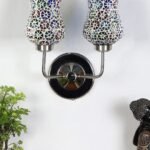 Multicolor Wall Lamp | Elegant Mosaic Glass & Wood Design | Stylish Ambient Light for Home, Office, Living Room, Bedroom, Hallway | Modern Decorative Wall Sconce – Model DGJ56