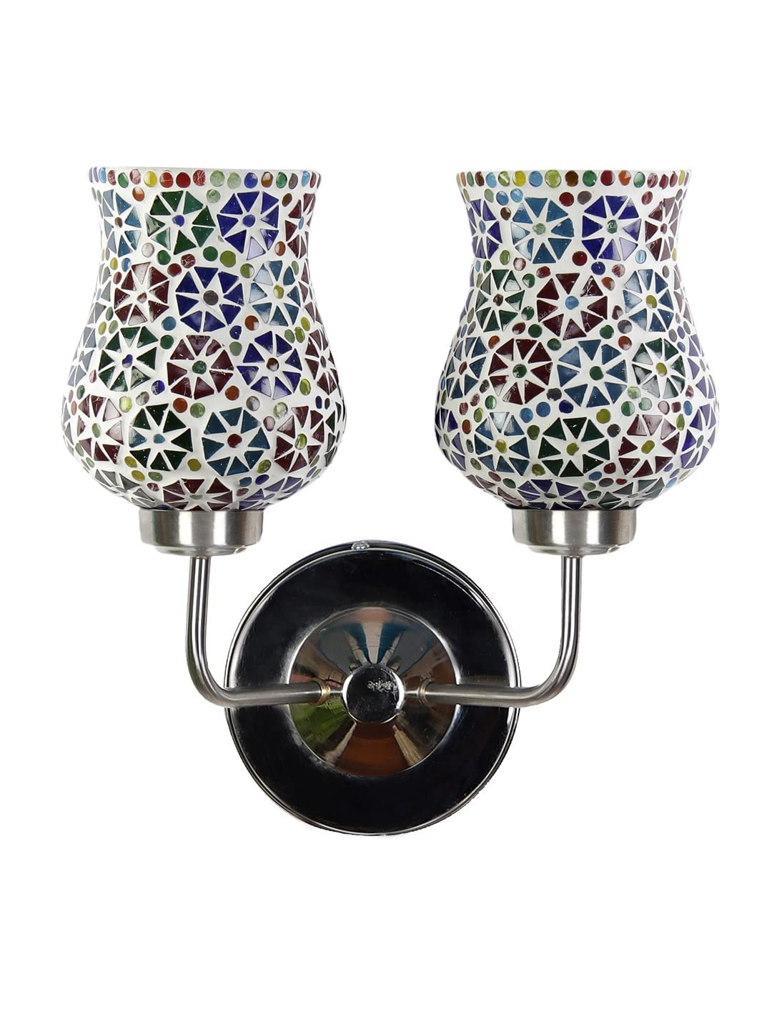Multicolor Wall Lamp | Elegant Mosaic Glass & Wood Design | Stylish Ambient Light for Home, Office, Living Room, Bedroom, Hallway | Modern Decorative Wall Sconce - Model DGJ56
