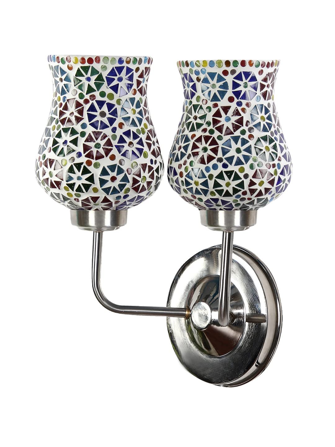 Multicolor Wall Lamp | Elegant Mosaic Glass & Wood Design | Stylish Ambient Light for Home, Office, Living Room, Bedroom, Hallway | Modern Decorative Wall Sconce - Model DGJ56