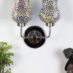 Multicolor Wall Lamp | Elegant Mosaic Glass & Wood Design | Stylish Ambient Light for Home, Office, Living Room, Bedroom, Hallway | Modern Decorative Wall Sconce – Model DGJ57