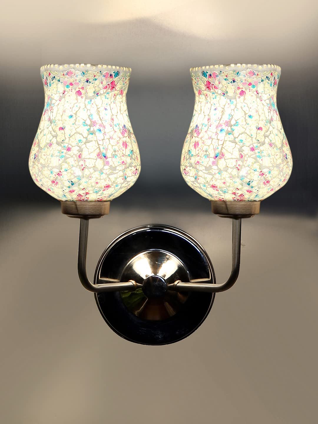 Multicolor Wall Lamp | Elegant Mosaic Glass & Wood Design | Stylish Ambient Light for Home, Office, Living Room, Bedroom, Hallway | Modern Decorative Wall Sconce - Model DGJ58