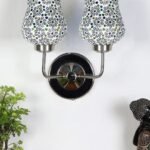 Multicolor Wall Lamp | Elegant Mosaic Glass & Wood Design | Stylish Ambient Light for Home, Office, Living Room, Bedroom, Hallway | Modern Decorative Wall Sconce – Model DGJ59