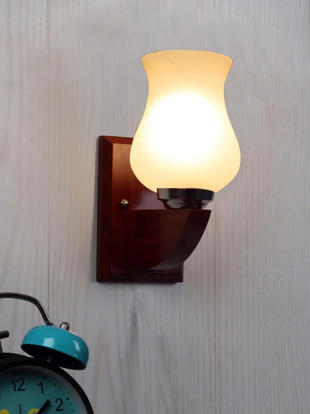 Multicolor Wall Lamp | Elegant Mosaic Glass & Wood Design | Stylish Ambient Light for Home, Office, Living Room, Bedroom, Hallway | Modern Decorative Wall Sconce - Model DGZ01