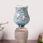 Multicolor Table Lamp | Artistic Mosaic Glass with Sturdy Wood Base | Decorative Ambient Light for Home D�cor | Perfect Blend of Modern & Traditional Style – Model DJC16