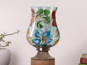 Multicolor Table Lamp | Artistic Mosaic Glass with Sturdy Wood Base | Decorative Ambient Light for Home D�cor | Perfect Blend of Modern & Traditional Style - Model DJE09