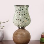 Multicolor Table Lamp | Artistic Mosaic Glass with Sturdy Wood Base | Decorative Ambient Light for Home D�cor | Perfect Blend of Modern & Traditional Style – Model DJF03
