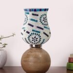 Multicolor Table Lamp | Artistic Mosaic Glass with Sturdy Wood Base | Decorative Ambient Light for Home D�cor | Perfect Blend of Modern & Traditional Style – Model DJF